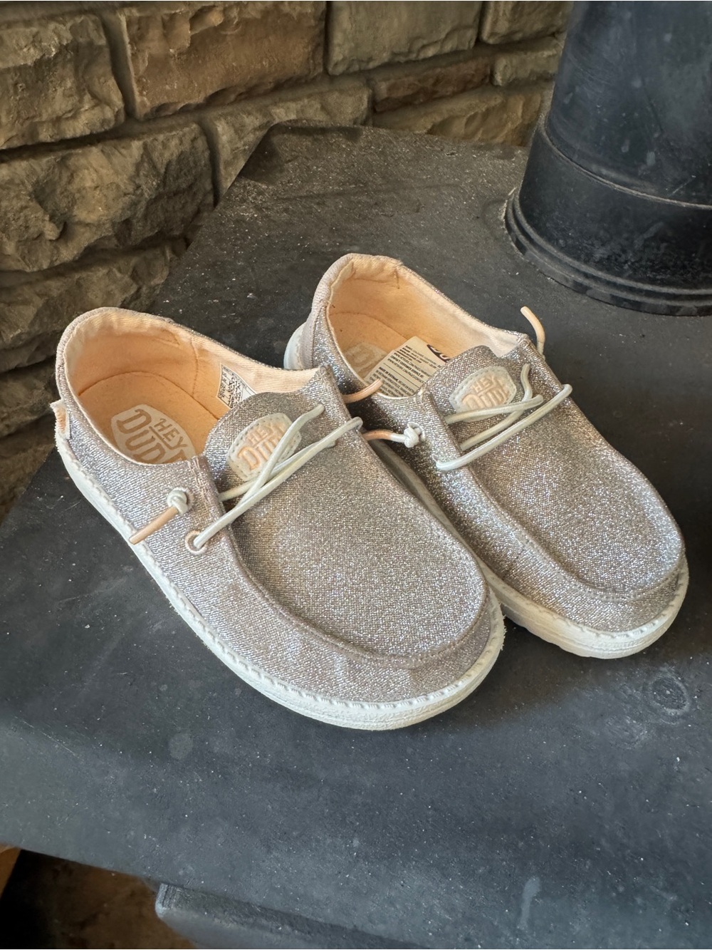 Girls Hey Dude Rose Gold Glitter Slip-On Shoes